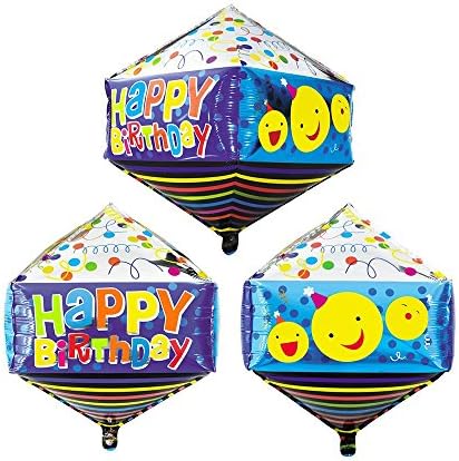 Mcolour Balloon 29 Inch Tetrahedral Happy Birthday Smiling Face Party Decoration Foil Balloon(1Pcs)