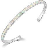 CiNily Womens Cuff Bracelet,Opal Bangle Bracelets Gold Plated Hypoallergenic Ladies Gemstone Open Cuff Bangle Bracelet