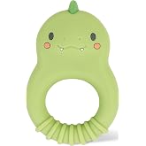 Tiger Tribe Silicone Teether - Green Dino Toy for Babies - 0-18 Months | Food-grade BPA-free dinosaur chew toy, easy-grip 11 x 7cm design, dishwasher safe, soothing sensory play for newborns