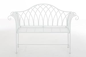 CLP Panchina da Giardino 2/3 Posti Jamee in Ferro Laccato – Panca da Esterno Stile rétro Nostalgico I Panchina in Metallo da Balcone con Braccioli I Seduta Outdoor Shabby Chic Bianco