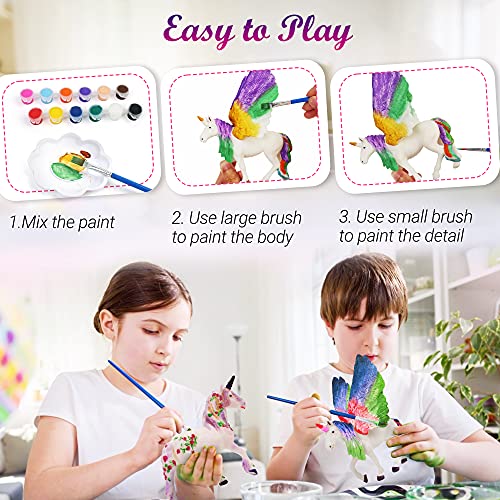 BenBen Unicorn Toys and Painting Kit, Kids Creative Arts and Crafts Supplies for Girls and Boys Aged 3+, Paint Your Own Unicorn with Activity Play Mat