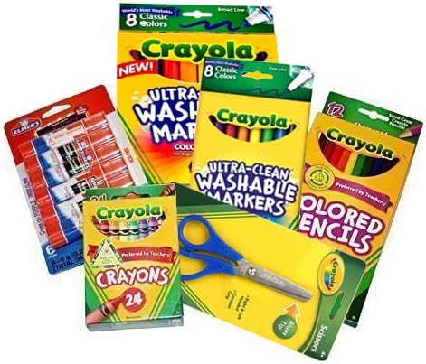 Basic Crayola School Supply Kit - Back to School 6 Items (Washable Crayola Markers Bundle)