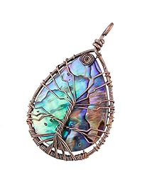 SUNYIK Abalone - Colgante de árbol de la vida, collares para mujer, joyería de alambre de cobre, varias formas