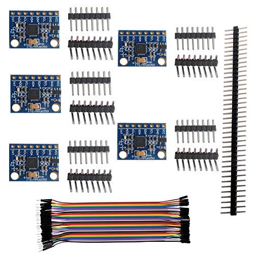 MPU-6050 Accelerometer Gyro Sensor 6DOF Six-Axis IMU for Arduino Quadcopter Drone RC, 3-5V I2C Compass 40P Female to Male Dupont Cable, 40P Male Pin Header