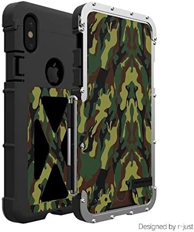 iPhone X Case,ARMOR KING Stainless Steel Heavy Duty Clamshell Flip Cases for Apple iPhone X Outdoor Dropproof Shockproof Cover (Camo Green)