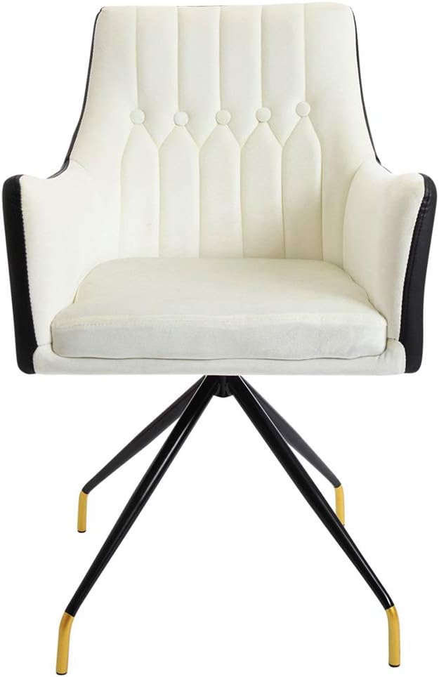 Impressions Genesis Vanity Chair with 360 Degrees Swivel Seat, Button Tufted Velvet Cushioned Chair with Slim Black Legs (Tuxedo): Kitchen & Dining