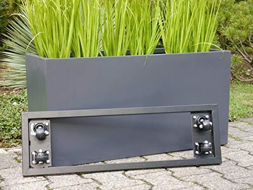 Pflanzkübel für Rollen aus Fiberglas, Blumenkübel, Pflanzgefäß, Blumengefäß, Pflanztopf, Blumentopf (L80 x B30 x H40 cm, anthrazit) – Bild 4