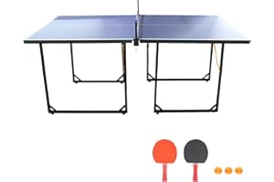 Dithoko Table Tennis Table, 4.5 Ft / 6 Ft Foldable & Portable Ping Pong Table Set with 2 Table Tennis Paddles, 3 Balls and Net for Indoor Outdoor Game