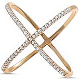 Yellow Gold Plated Cubic Zirconia Criss Cross 