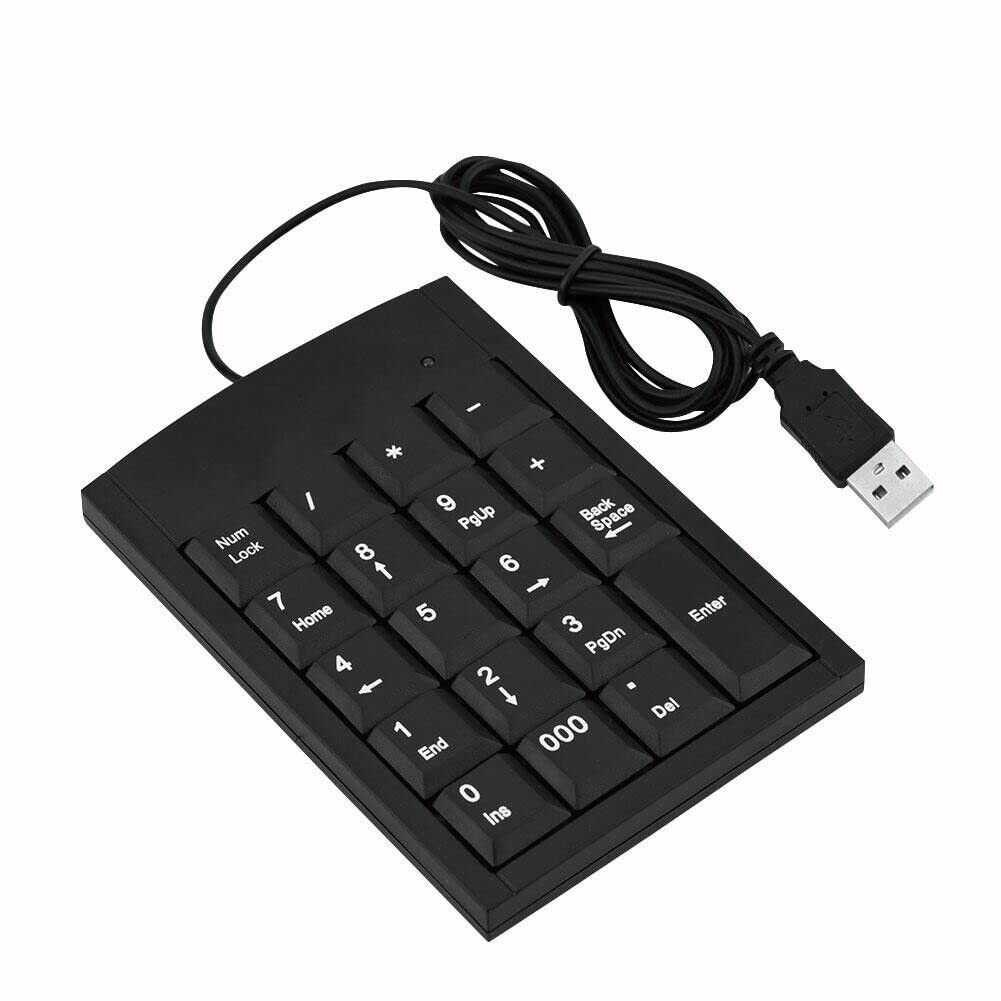 Xingdianfu Mini Numeric Keyboard Portable USB Numeric Keypad for Laptop Desktop Computer PC with USB Cable 1.3m Black