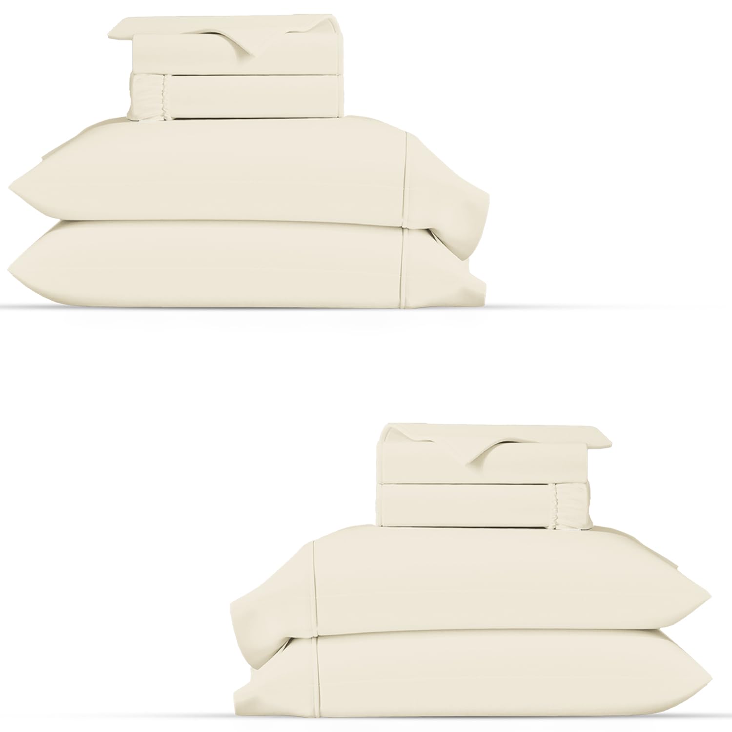 Photo 1 of TEXAS LINEN CO. 2-Pack 100% Organic Cotton King Size Sheets Set - 2 Sets of King Size Percale Weave Organic Cotton Sheets, Soft, Breathable & Cooling Deep Pocket Hotel Bed Sheet Set (8 PC, Ivory)
