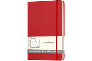 COMIX A5 Hardcover Journal Notebook, 240 Pages, College Ruled, 5.5"x8.3" Vegan Leather Notebook with Elastic Band for Work, S