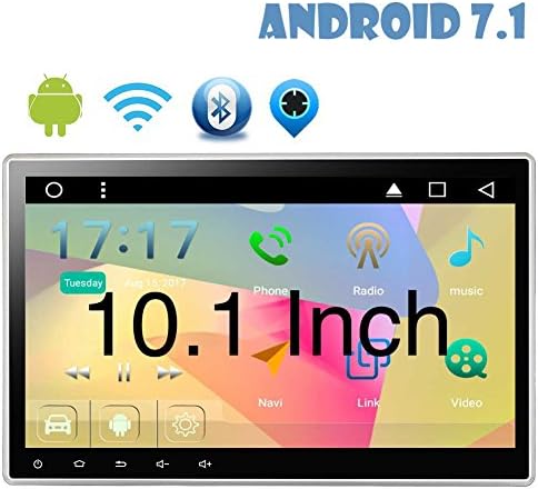 10.1?¡À Latest Android 7.1 Quad Core Double Din Car Stereo 2G 16G GPS Navigation In Dash Car DVD Player with Bluetooth WIFI 4G Capacitive Touchscreen Support AM/FM Reverse Camera Subwoofer