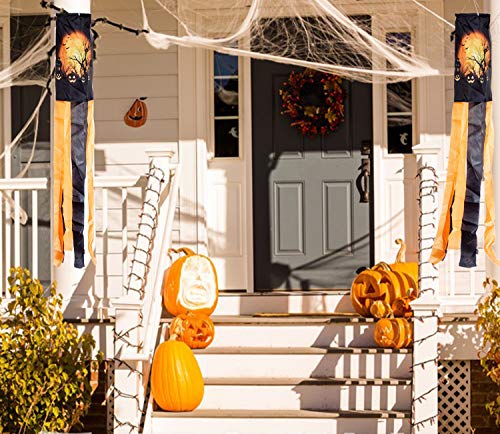 PINCHUANG 40 Inch Halloween Pumpkin Ghost Windsock Flag, Halloween Windsock Outdoor Hanging Decoration for Front Yard Patio Lawn Garden Party Decor(Pumpkin Windsock) - Thumbnail 4