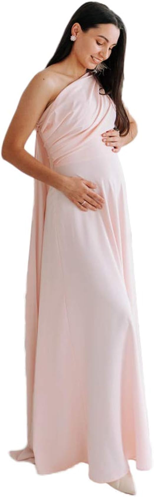 Pink Satin Bathrobe for Pregnant Women One Shoulder Plus Size for Photography at Amazon Women’s