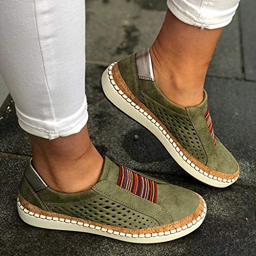 Women's Casual Shoes Slip On Outdoor Sneakers Fashion Comfy Flat Shoes Hollow-Out Round Toe Board Shoes - Thumbnail 3