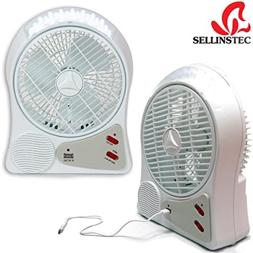 Sellinstec Portable LED Fan, Rechargeable, Personal Corded and Cordless Battery Operated / Camping, Fishing, Car (Single-Battery)