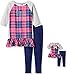Dollie & Me Girls' Plaid Tunic with Rhinestone Bow Detail and Knit Legging