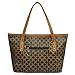 Micom Casual Signature Printing Pu Leather Tote Shoulder Handbag with Metal Decoration for Women (Coffe C)