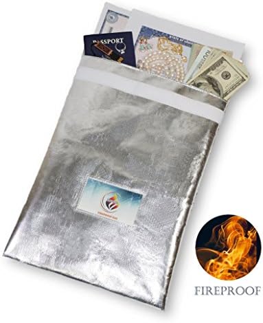 Fireproof Document Bag(15x11'') ,No Itchy Fiberglass With Note Pouch ,Water Resistant,Great For Money, File, Jewelry And Most Valuables ,LovoIn