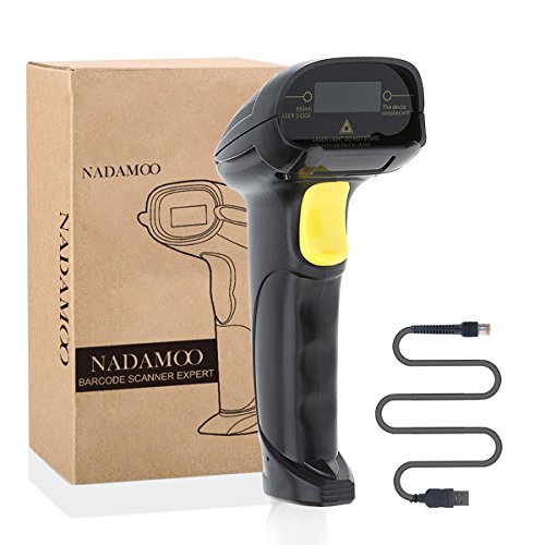 NADAMOO USB Barcode Scanner 1D Wired Barcode Reader Portable Laser Bar