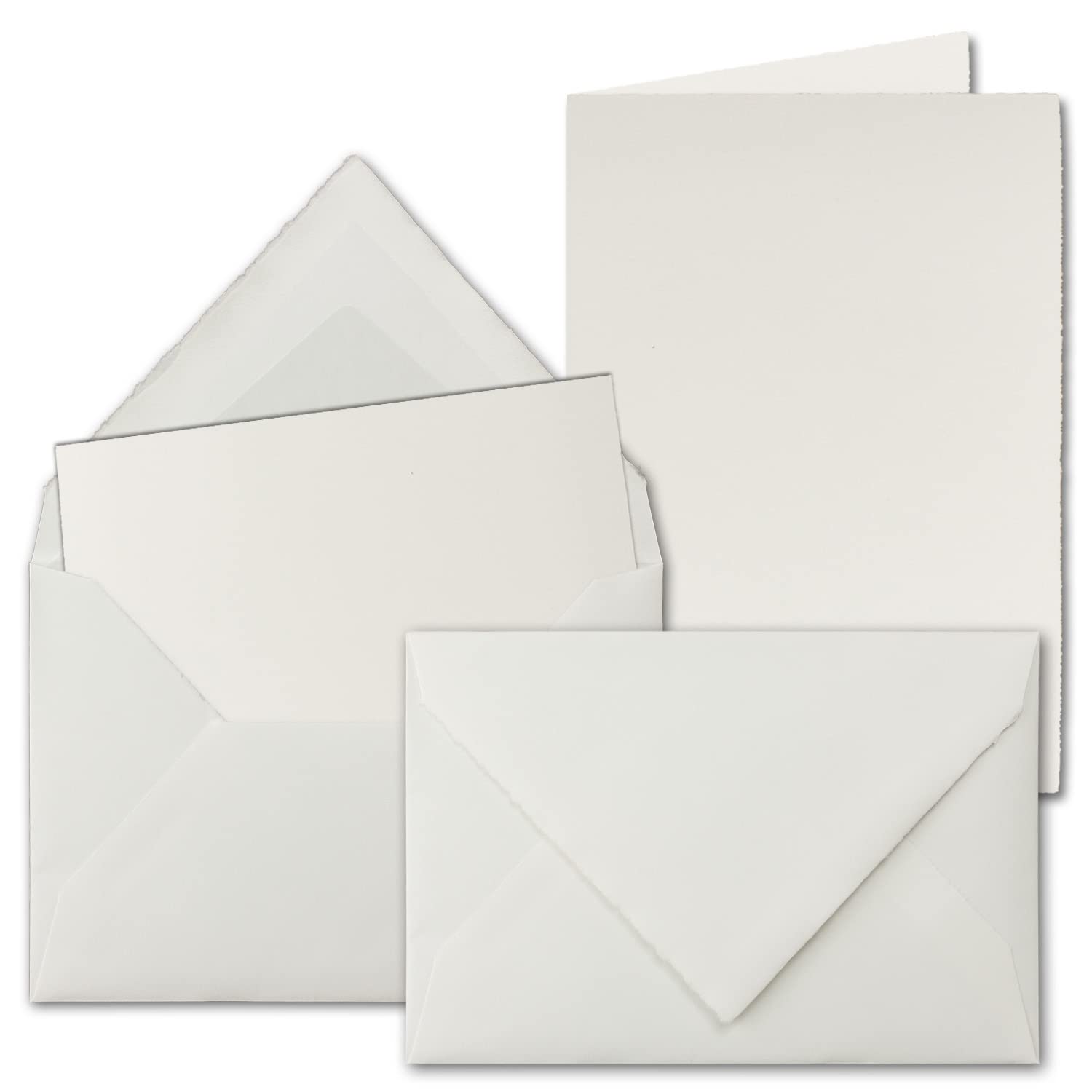 Card Set Handmade Paper Idin A6 Folded Cards and Envelopes Size C6 Envelopes Lined I White 10 Set