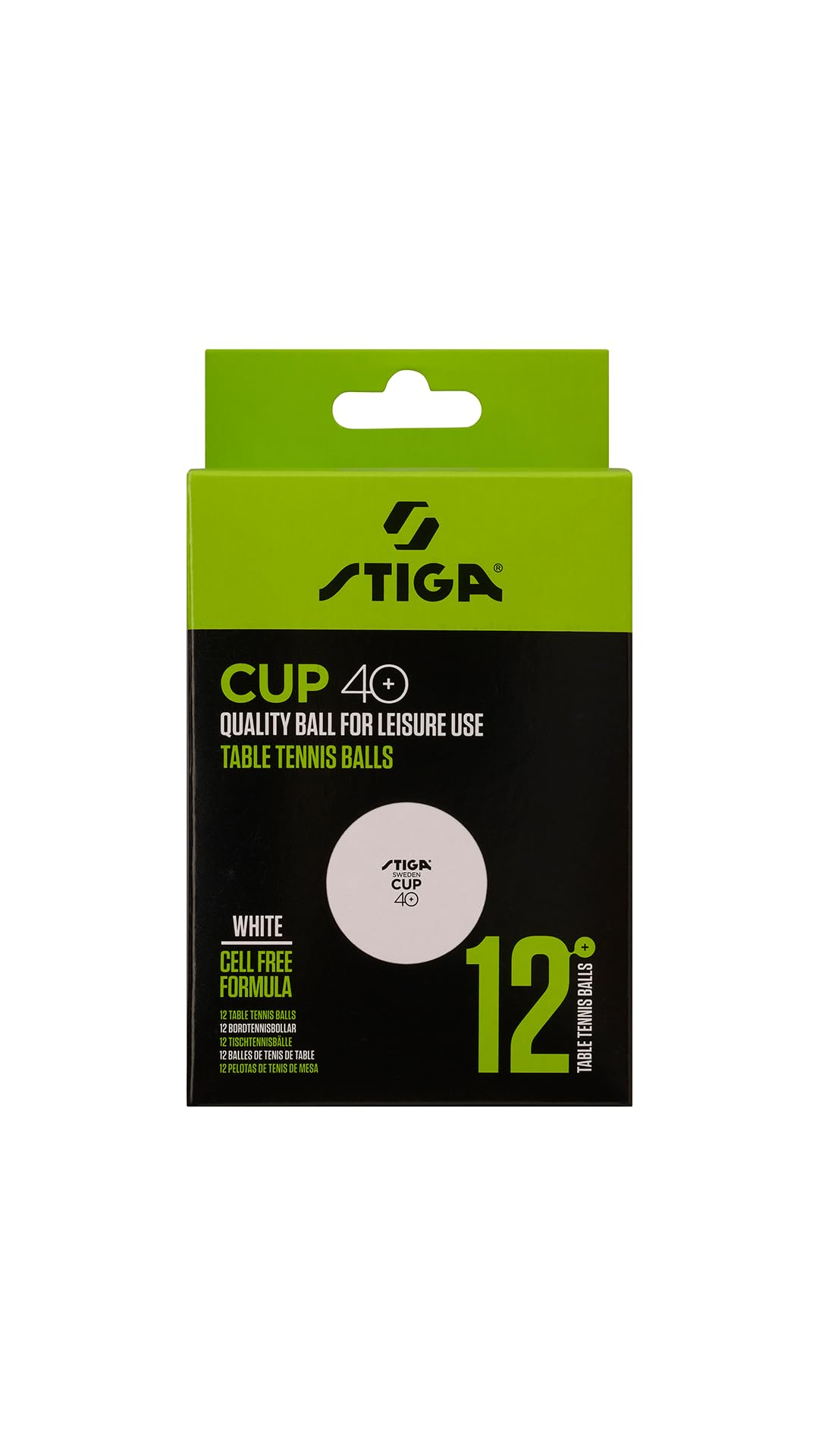 Stiga Table Tennis Balls Cup 40+ ITTF-Approved - Pack of 12 - White