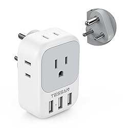 TESSAN US to India Plug Adapter, 7 in 1 Power