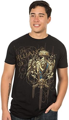 World of Warcraft Men's Alliance Crest (Version 2) Premium T-Shirt (Black, Large)