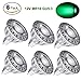 LEMENG MR16 GU5.3 Green LED Bulb 5W, 35W-50W Halogen Bulbs Equiv,GU 5.3 Bi-pin Fittings, Aluminum Casing, 12V DC AC Low Voltage,30 Deg for Outdoor Landscape Track Lighting, Not Dimmable X 6 Pack