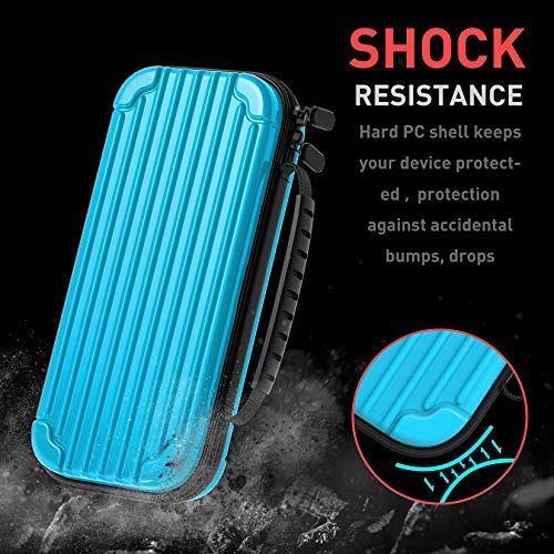 MEQI Nintendo Switch Carrying Case Protective Hard Shell Slim Travel Carry Case -10 Game Cartridge Holders Portable Carry Case Pouch for Nintendo Switch Console & Accessories - Blue