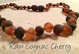 Baltic Amber Teething Necklace for Babies Baby Infant Toddlers Drooling Teething Pain Jewelry Certified Authentic Twist-in Screw Clasp. (Raw Cognac Cherry)