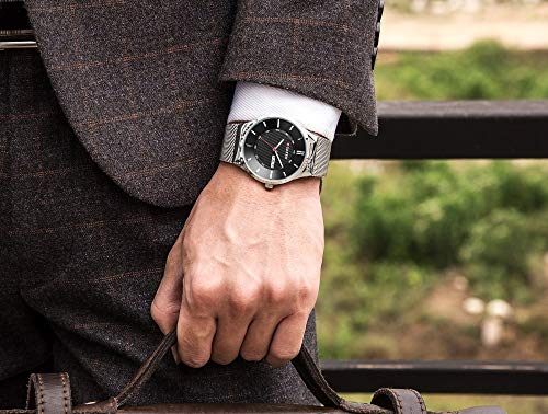 Curren 8311 - Reloj de pulsera analógico para hombre, con pantalla de calendario y caja de acero ultrafina, color negro - Imagen 5