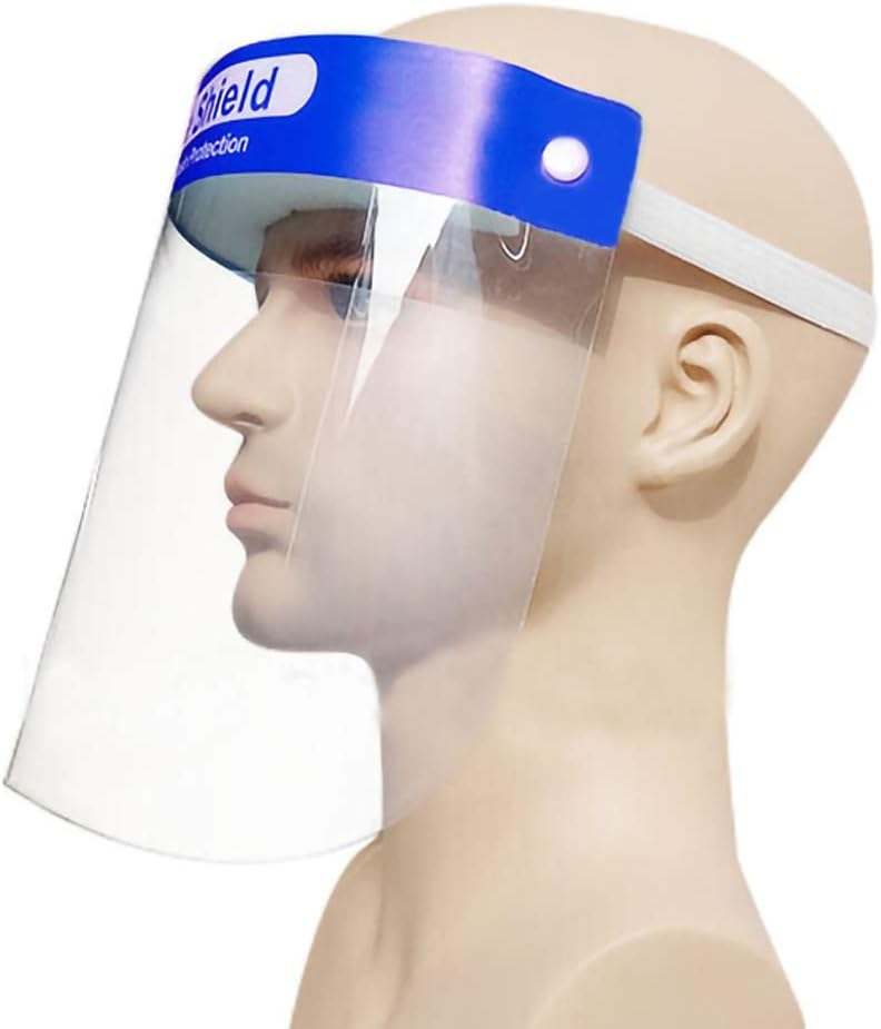 KUREAS Anti-Saliva Splash Full Face Disposable Safety Face Shield Transparent Visor Protection with Elastic Band