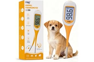 FDK Digital Dog & Cat Thermometer for Fever Detection, 8s Fast Reading Pet Rectal Thermometer with Large LCD Screen, Comfortable Flexible Soft Tip Fever Alert °C/°F Switchable