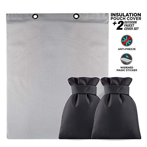 OOKU Backflow System Insulation Pouch Cover + 2 Outdoor Faucet Cover Set | 16"W x 20"H Winter Freeze Protection for Outdoor Pipe insulation | Protective Pipe Cover for Irrigation Sprinkler Valves - Thumbnail 7