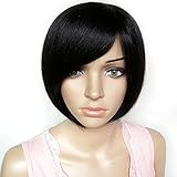 Arich Women Sexy BOBO Head Style Straight Bang Short Wigs Hairnet Hair Cap (Black)