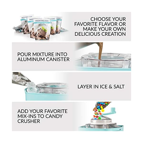 Nostalgia Electric Ice Cream Maker & Candy Crusher, 2 Quarts, Soft