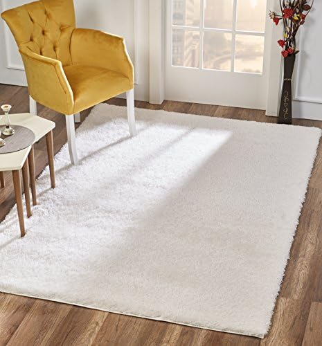 Delphia Rugs Roosevelt Thick Shag Pile Fluffy Soft Plush Floor Rug 4x6 with Simple White Pattern – Modern Luxury Designer Large Woven Rug for Living Area Dining Room Bedroom