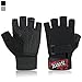 Trideer Ultralight Workout Gym Gloves, Light Microfiber & Anti-Slip Silica Gel Grip Glove for Weight Lifting, Training, Fitness, Bodybuilding and Exercise Men & Women (Black, L (Fits 7.9-8.3 Inches))