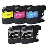 E-Z Ink (TM) Compatible Ink Cartridge Replacement for Brother LC107 LC-107 XXL LC105 LC-105 XXL Super High Yield (2 Black, 1 Cyan, 1 Magenta, 1 Yellow) 5 Pack