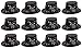 New Years Eve Party Hats - 12-Pack Plastic Top Hats Holiday Supplies, Happy New Year Black with Confetti Design, Festive Party Favors, One Size Fits Most Adults, 11.25 x 9.75 x 4.6 Inches