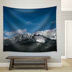 Blue Sky Over Mountain Peak with Snow Covered - Fabric Wall Tapestry Home Decor - 51x60 inches