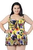 Pink Queen® Women's Plus Size Swimwear One-piece Swimsuit Skirt Swimdress