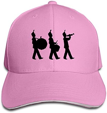 Cool Marching Band Cotton Baseball Sandwich Peaked Cap Hat Adjustable For Male/female Pink By JE9WZ