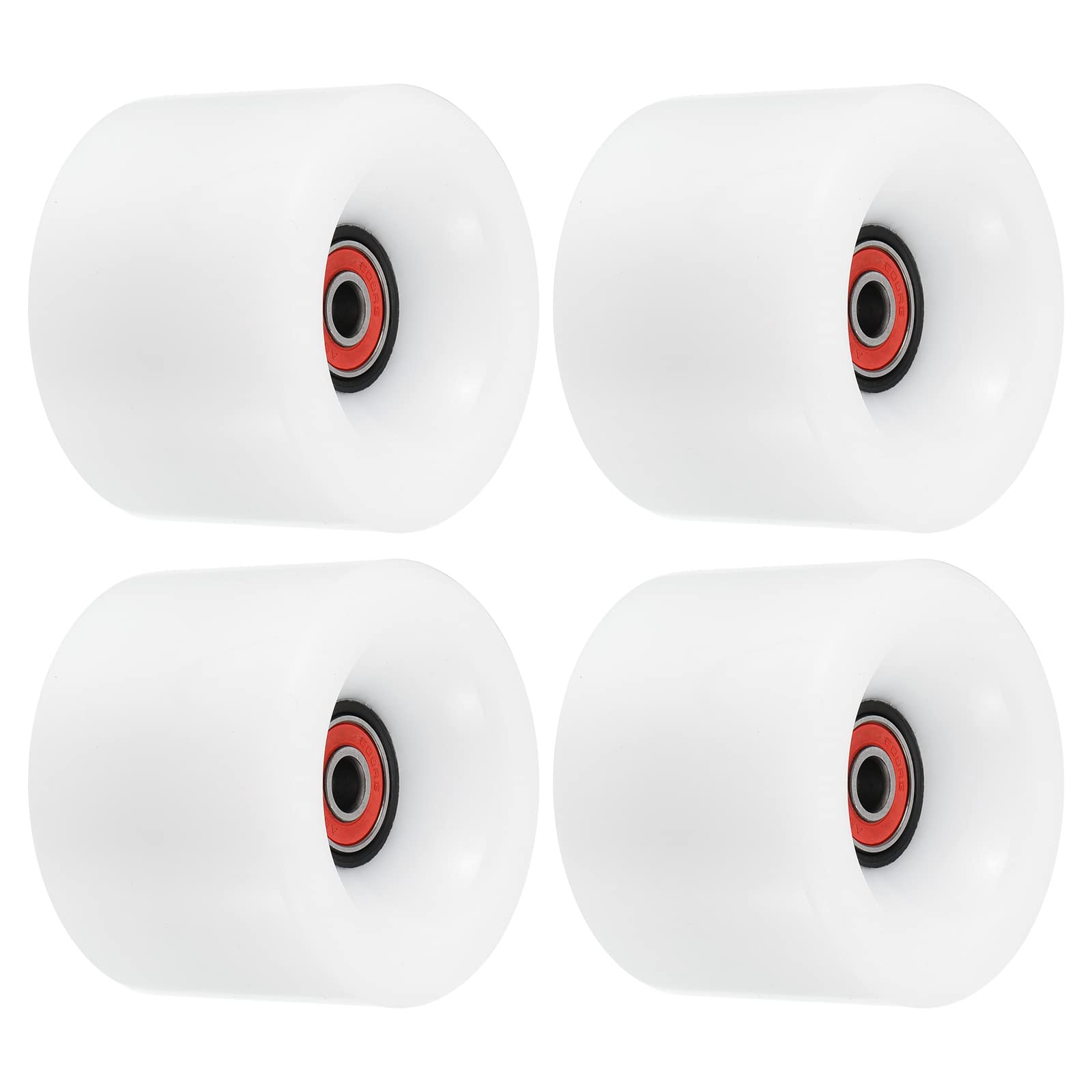 PATIKIL 70mm 78A Longboard Wheels with Red ABEC-9 Bearings, 4 Pack Soft Cruiser Wheels Street Wheels for Skateboards Skateboard Wheel PU, White