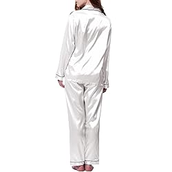 Womens Satin Pajamas Set Long Sleeve Sleepwear