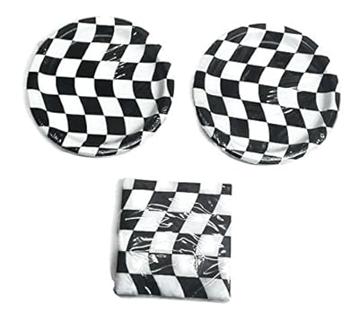 Open Wheel Indy Car Racing Checkard Flag Party 7" Plates (16) Napkins (16)