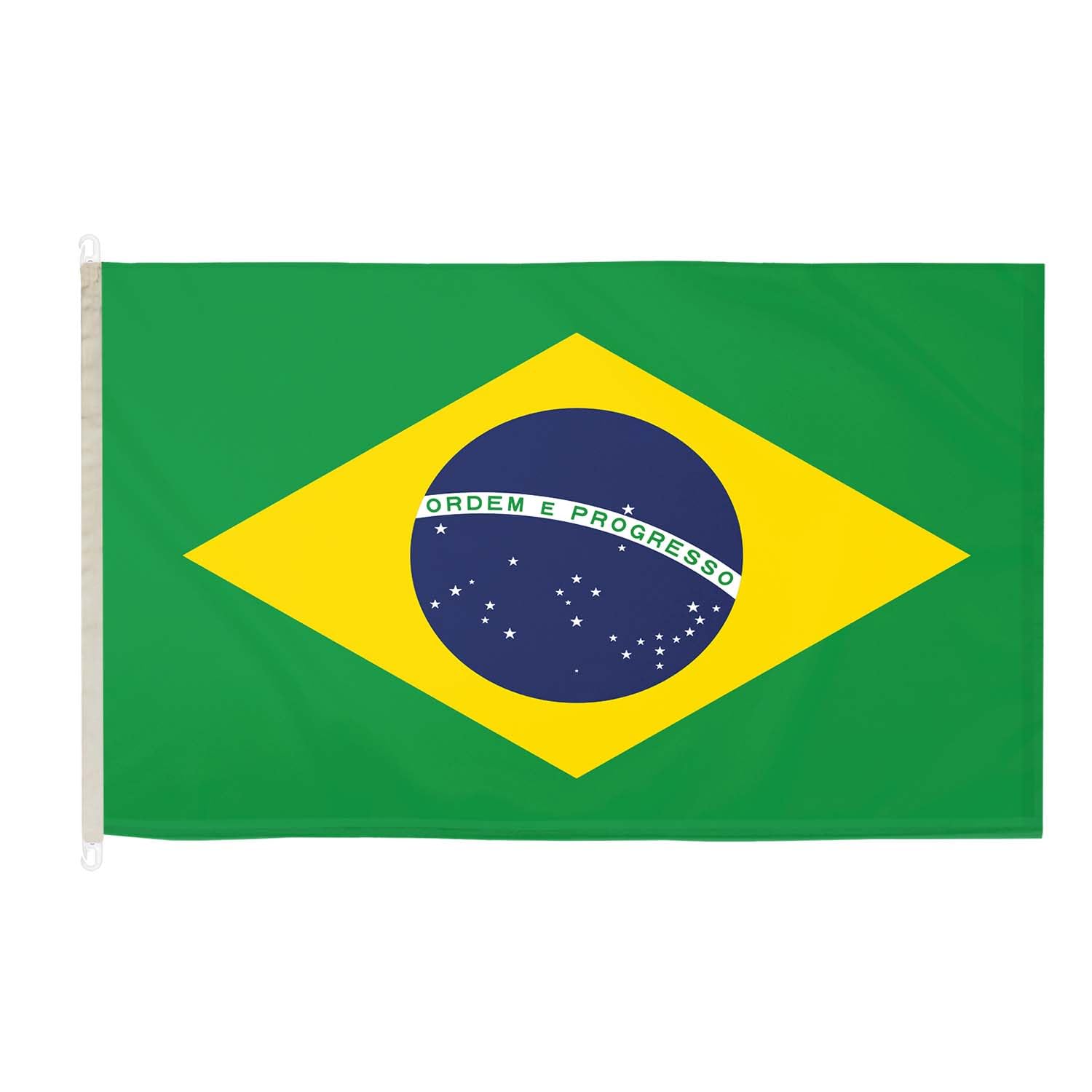 DuraFlag Brazil 5ft x 3ft with Clips/Hooks - Premium Quality 5x3 Brazilian Flags