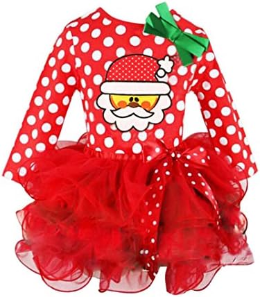 TAORE Toddler Kids Baby Girls Long Sleeve Clothes Christmas Party Pageant Tutu Dresses (2-3T, Red) (Red, 2-3T)